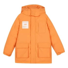 BASIC Tkaná středně dlouhá péřová bunda s potiskem písmen „Orange White“