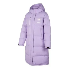 Dlouhá péřová bunda s potiskem písmen „Purple“