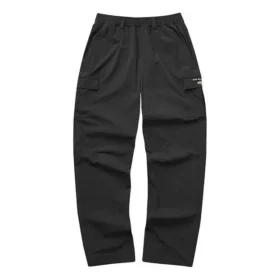 Elastické sportovní kalhoty s vysokým pasem a potiskem písmen „Black Olive Green“