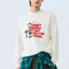Grafický svetr s kulatým výstřihem „White Black Red“