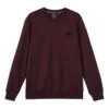 Jednobarevná volná pletená mikina s kulatým výstřihem „Burgundy Black“