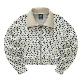 Krátká bunda se stojáčkem a logem „Beige Blue White“