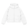 Krátká teplá péřová bunda s kapucí a dlouhými rukávy „White Red“