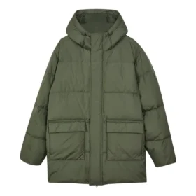 Ležérní dlouhá péřová bunda „Olive Green“