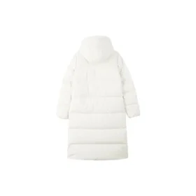 Ležérní dlouhá tkaná péřová bunda s kapucí „White“