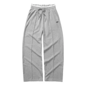 Ležérní kalhoty s rovnými širokými nohavicemi a elastickým pasem „Grey Black“