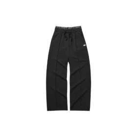 Ležérní kalhoty s rovnými širokými nohavicemi a elastickým pasem „Grey Black“