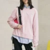 Ležérní svetr s kulatým výstřihem „Pink“