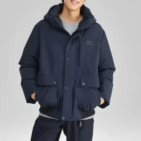 Lifestyle Series Waterproof teplá péřová bunda s kapucí „Černá“
