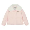 Módní péřová bunda s potiskem písmen „Pink White“