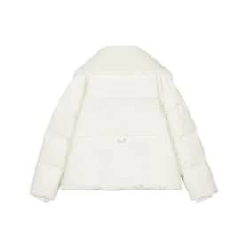 Módní péřová bunda s potiskem písmen „White“