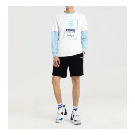 Pánské tričko Skechers s kontrastním potiskem loga, krátký rukáv, bílé Pánské tričko Skechers s kontrastním potiskem loga, krátký rukáv, bílé