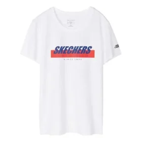 Pánské tričko Skechers s potiskem a krátkým rukávem, bílé