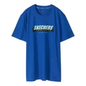 Pánské tričko Skechers s potiskem a krátkým rukávem, modré