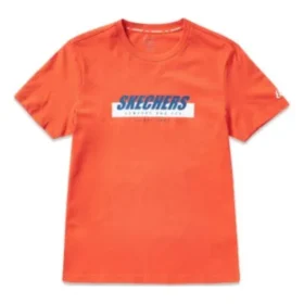 Pánské tričko Skechers s potiskem a krátkým rukávem, oranžovo-červené
