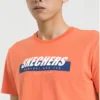 Pánské tričko Skechers s potiskem a krátkým rukávem, oranžovo-červené