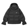 Péřová bunda s kapucí a dlouhými rukávy na zip „Black“