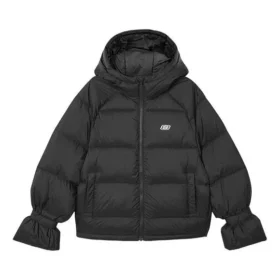 Péřová bunda s kapucí a dlouhými rukávy na zip „Black“