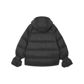 Péřová bunda s kapucí a dlouhými rukávy na zip „Black“