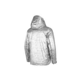 Péřová bunda s kapucí a potiskem písmen „Silver Black“