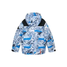 Péřová bunda s kapucí „Blue White Black“
