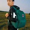 Retro studentský batoh na zip z textilu „Green“