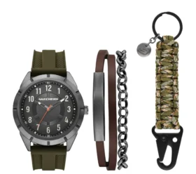 Sada hodinek s nylonovým řemínkem v barvě gunmetal