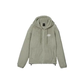 Teplá ležérní bunda z umělé jehněčí vlny „Olive Green“