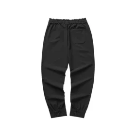 Tkané rovné ležérní kalhoty řady Diamond „Black“
